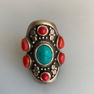 Tibetan jewelry coral ,turquoise and silver.